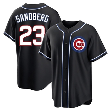 Replica Ryne Sandberg Youth Chicago Cubs Black Fashion Out Jersey