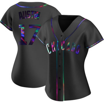 Replica Tyler Austin Women's Chicago Cubs Black Holographic Alternate Jersey