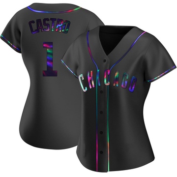 Replica Willi Castro Women's Chicago Cubs Black Holographic Alternate Jersey